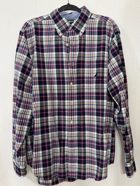 Nautica Navy, Pink & White Plaid Long-Sleeve Button-Down Shirt
